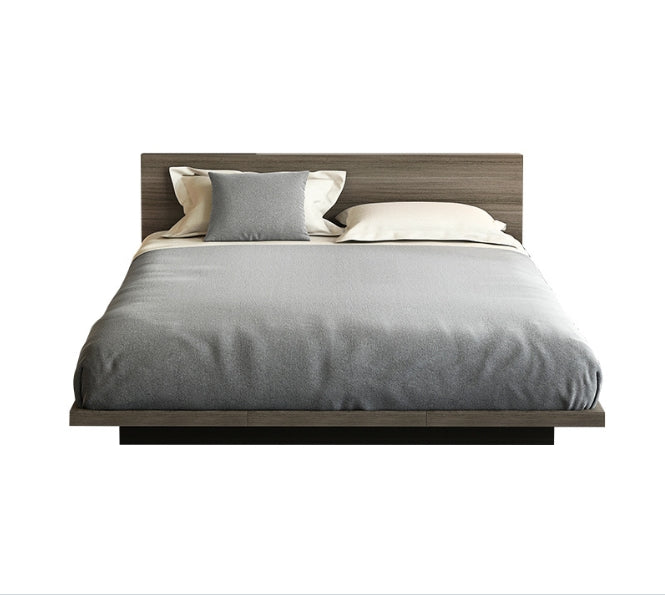Masa Japanese Bed Base with Headboard, Super King- Slate Grey Walnut