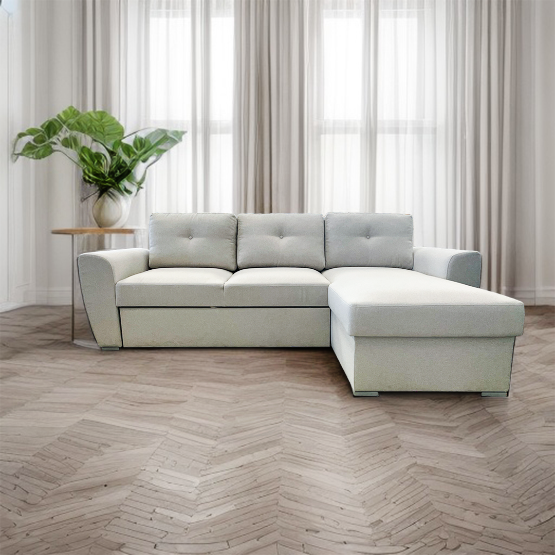 Cuneo Sofa Bed with storage, Beige, 2440x1570x860mm Proferlo Furniture