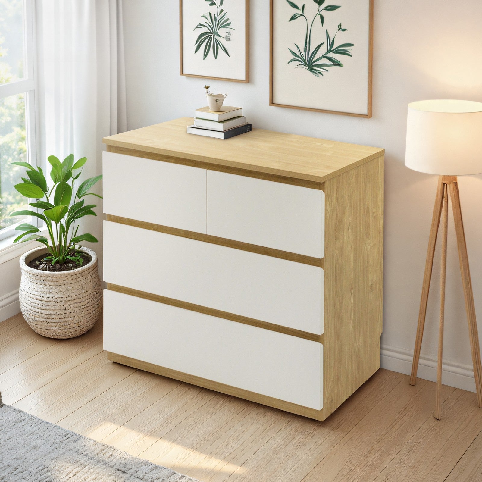 Sotta 2 over 2 Lowboy, Oak and white