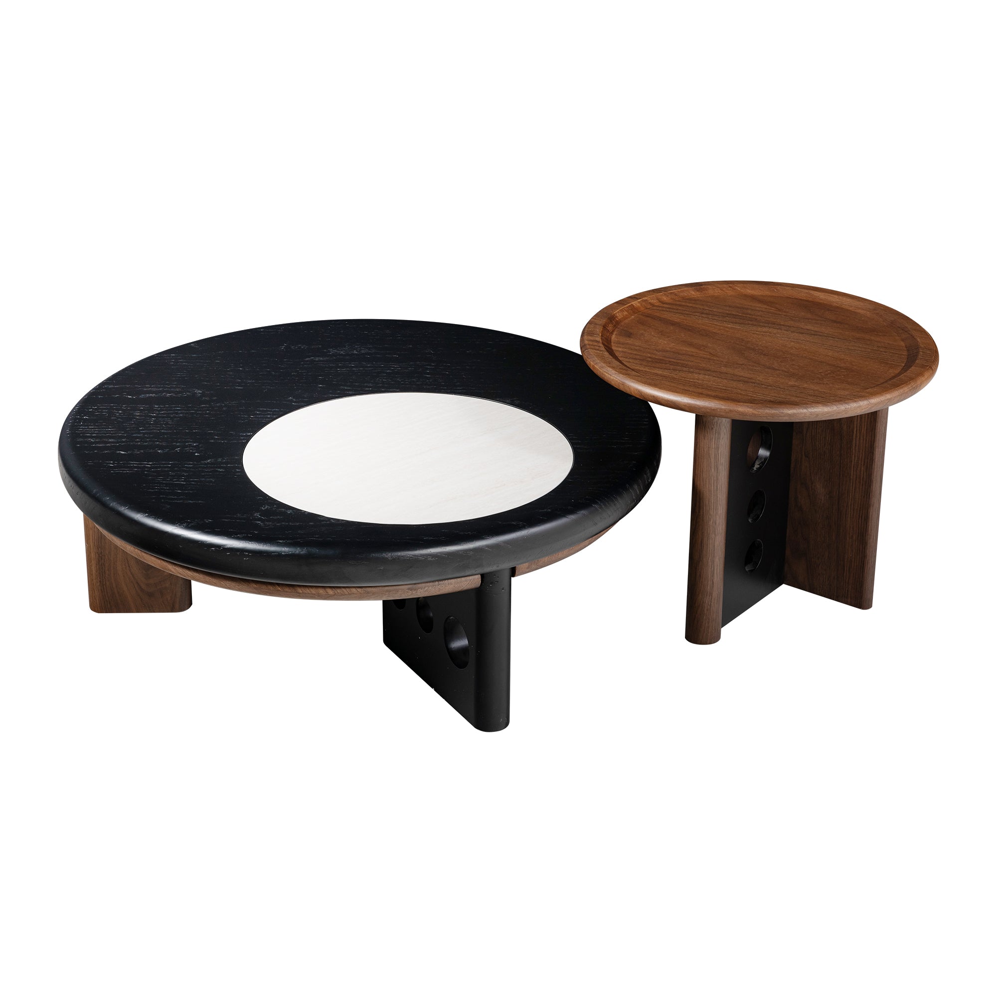 Coffee Table, White/Black/Walnut