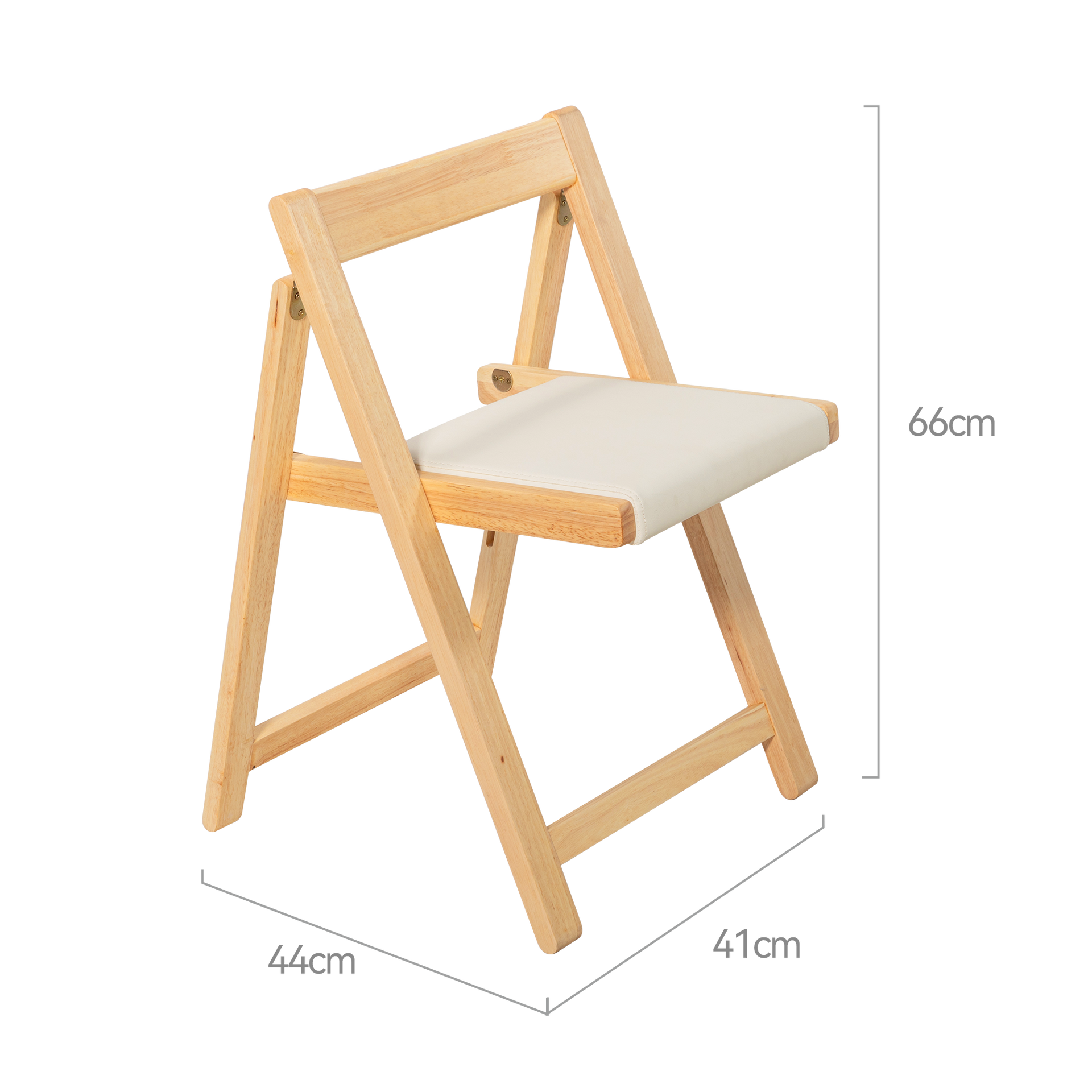 Lecce Foldable Dining Chair with cushion seat, Wood & Beige, Set of 2