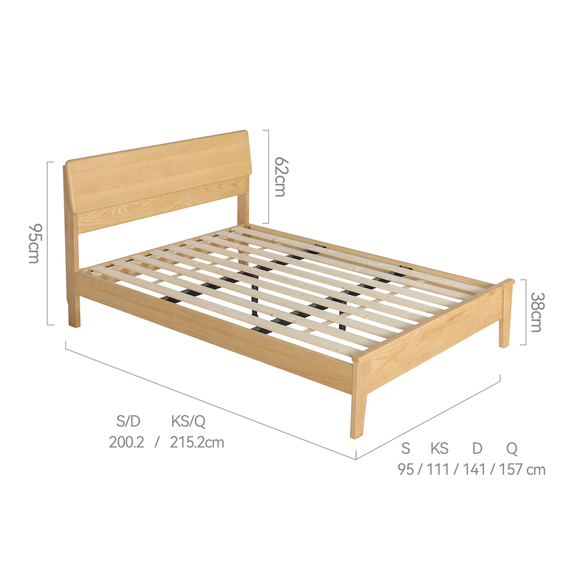 Arezzo-C Solidwood Bedframe with USB Charger, King Single, Wood
