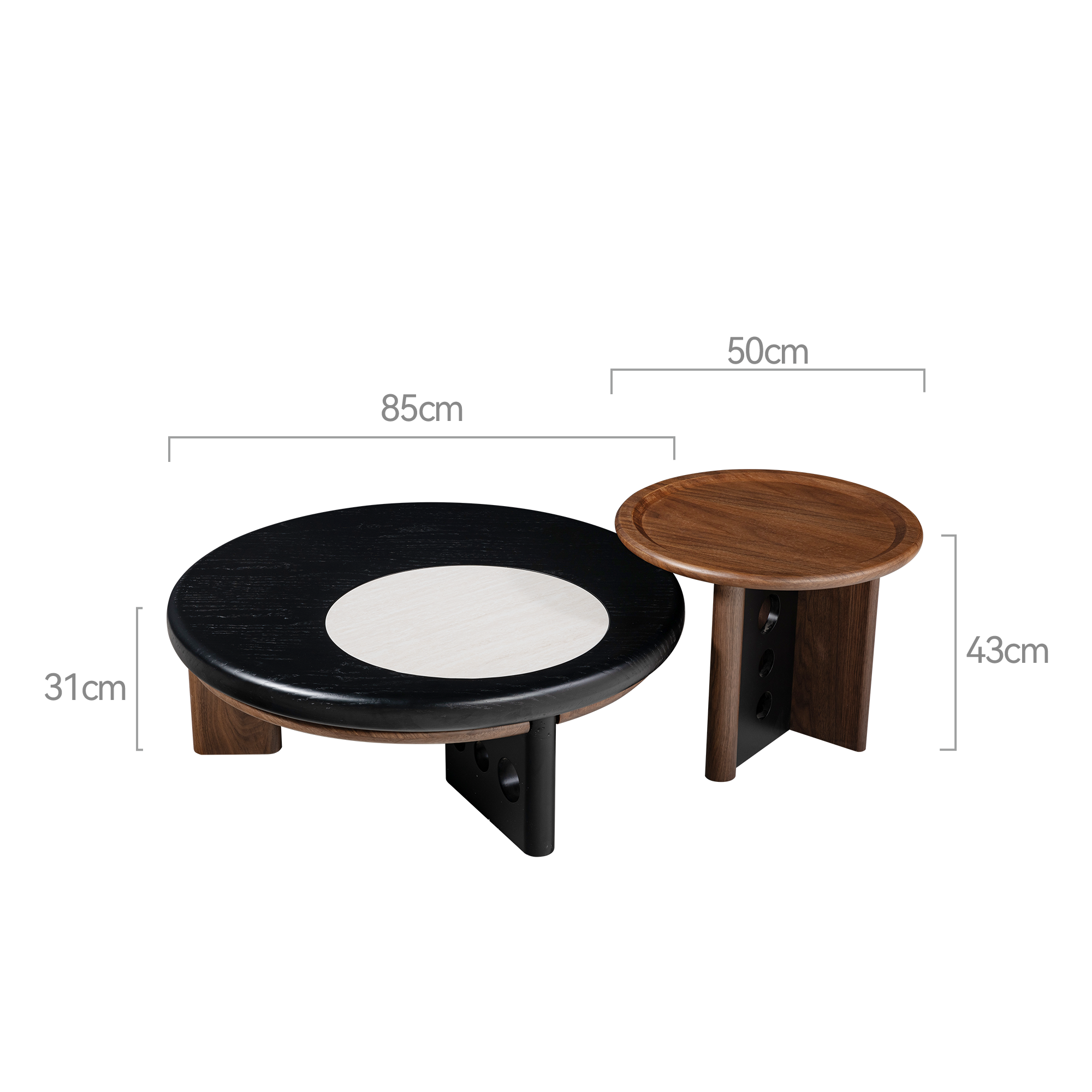 Coffee Table, White/Black/Walnut