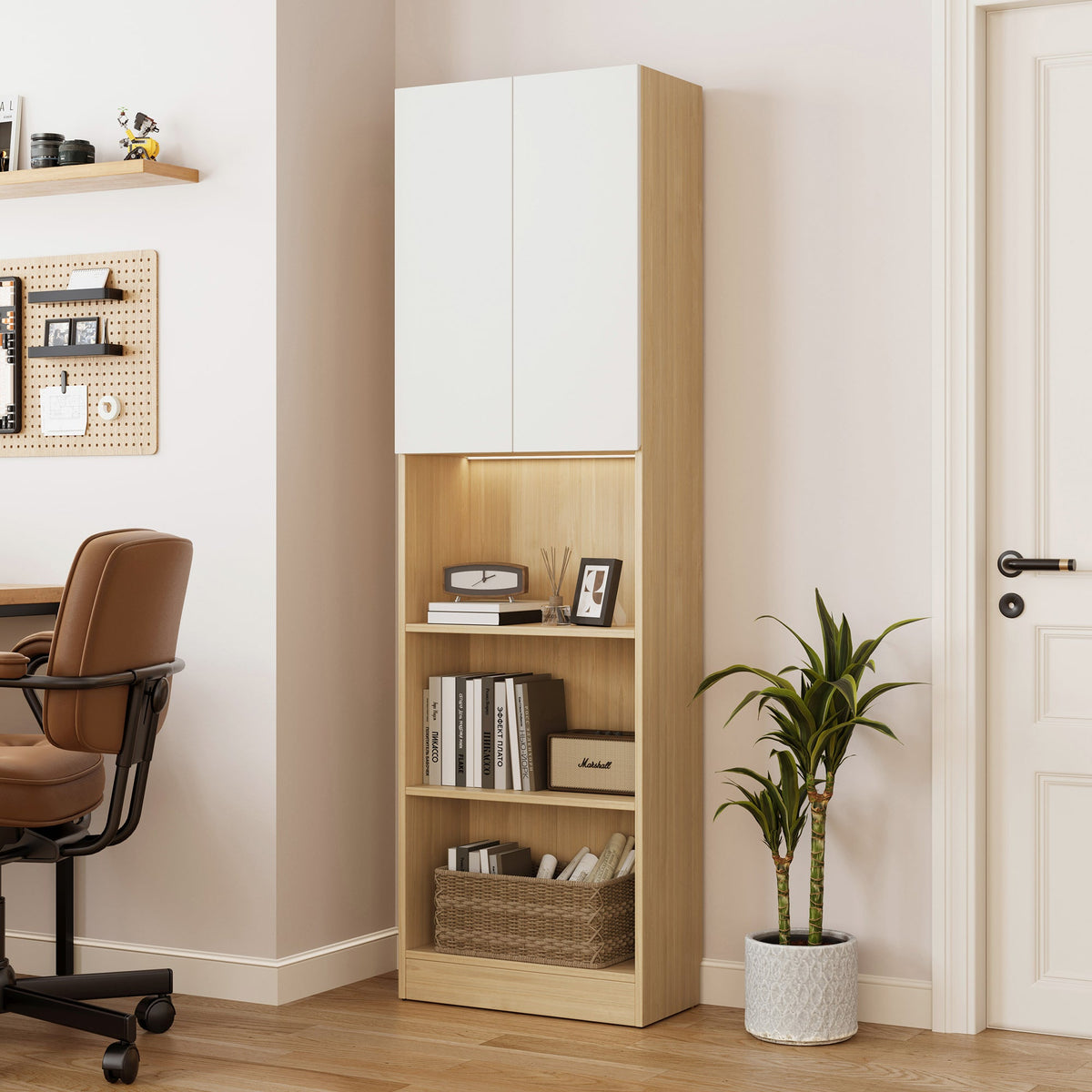 Borgo Display Cabinet, 0.6M, Oak & White