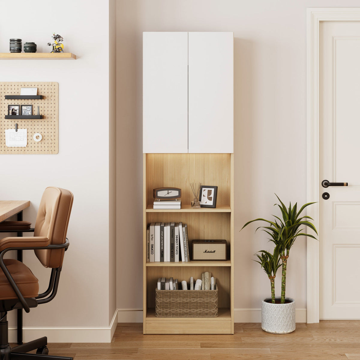 Borgo Display Cabinet, 0.6M, Oak & White