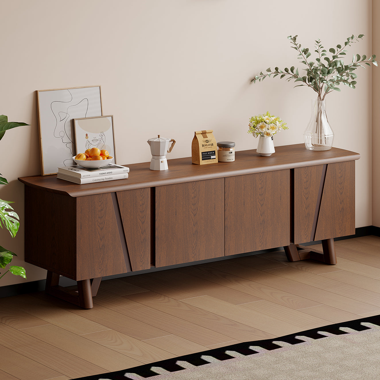 Arezzo Classic TV Stand, 2M, Claro Walnut