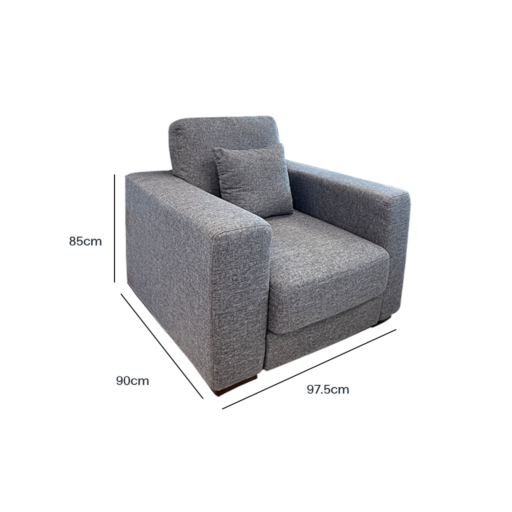 Osani Fabric Single seater Sofa, Dark Grey