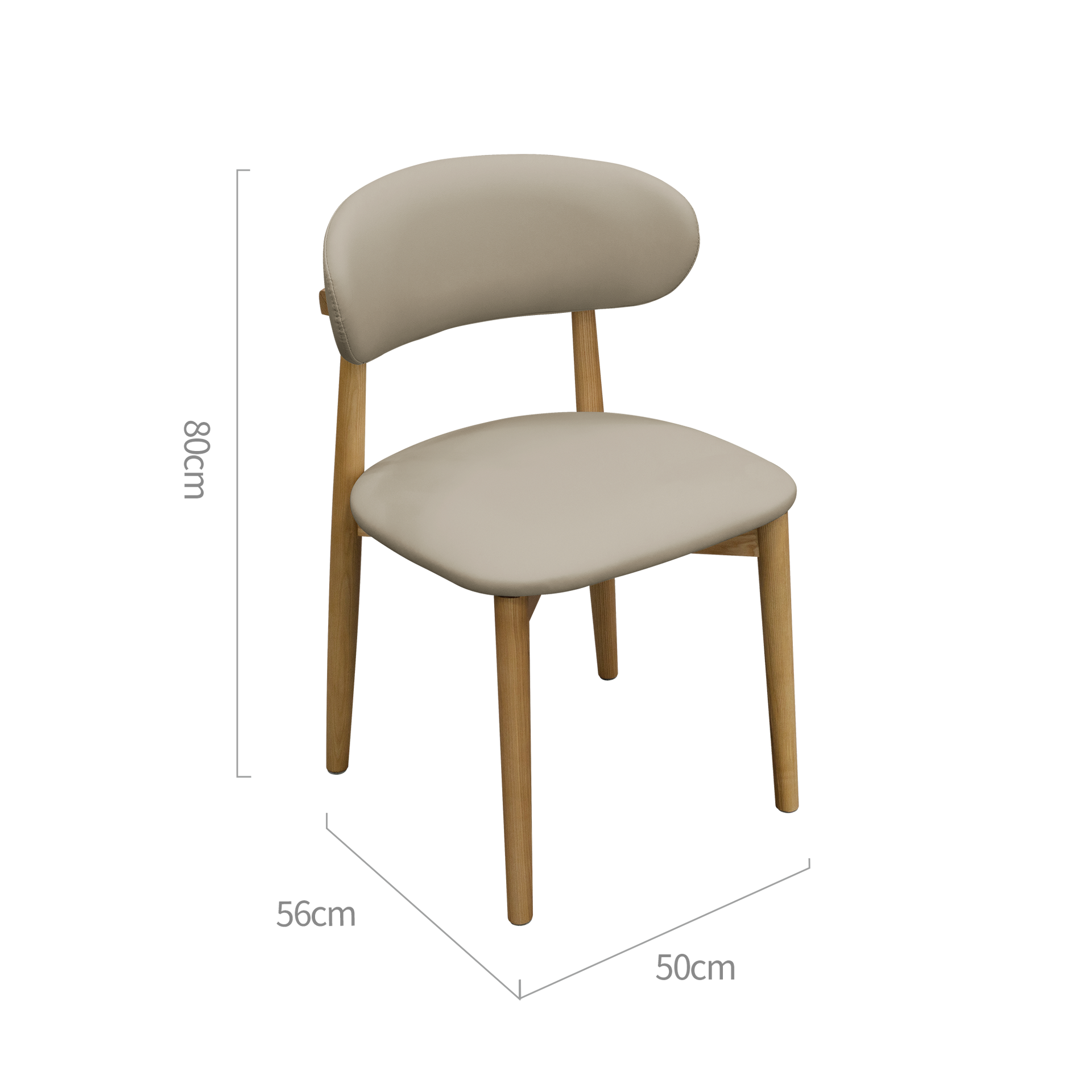 Cento Dining Chair, Wood & Grey, Set of 2