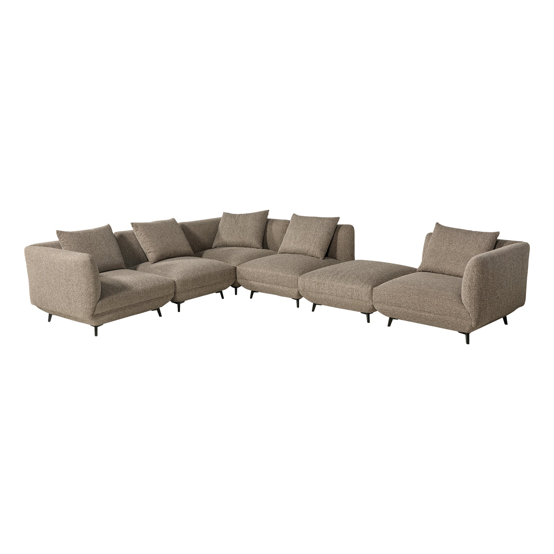 Novara Sectional Sofa, Brown, Ottoman