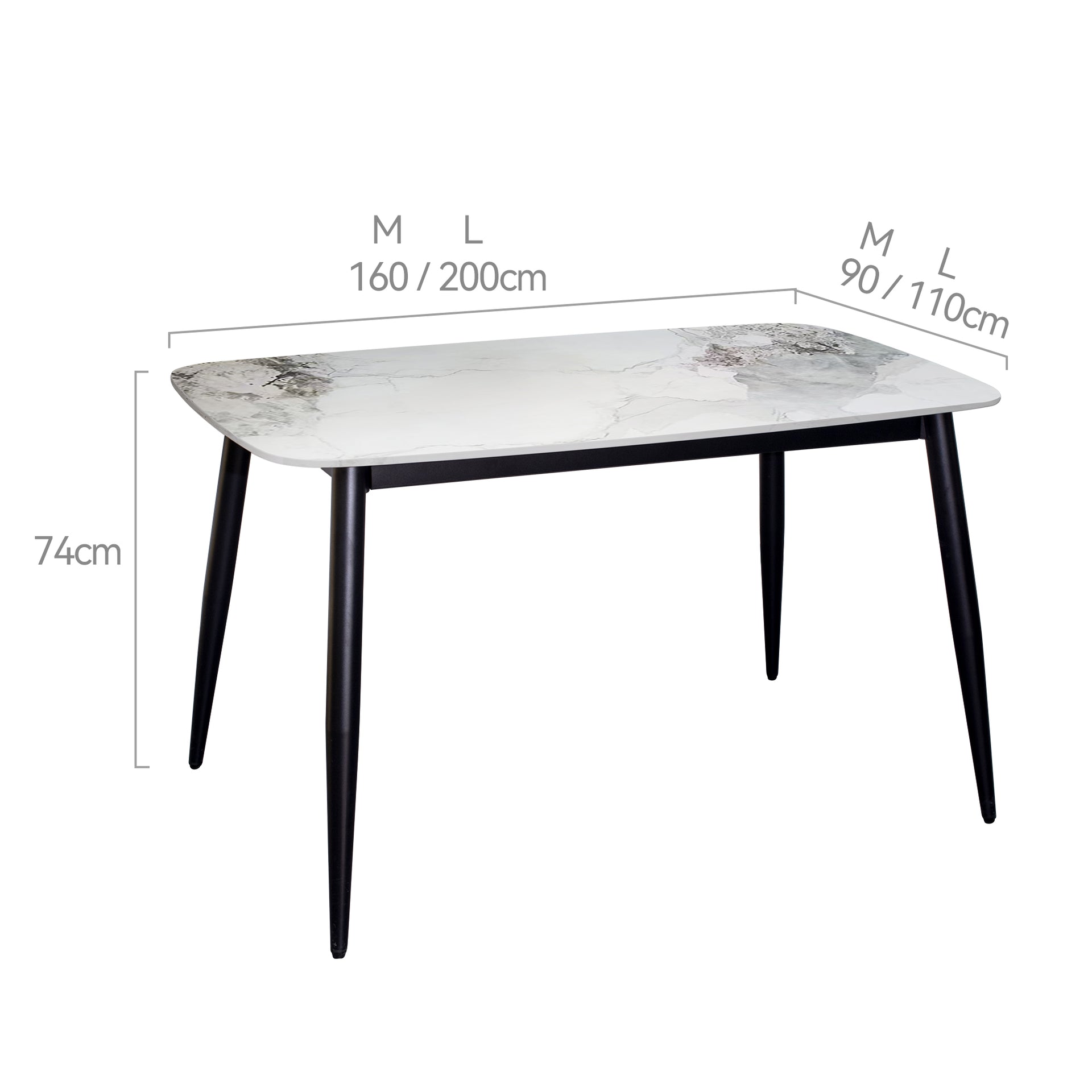 Italian Dining Table, 1.6M, Grey White