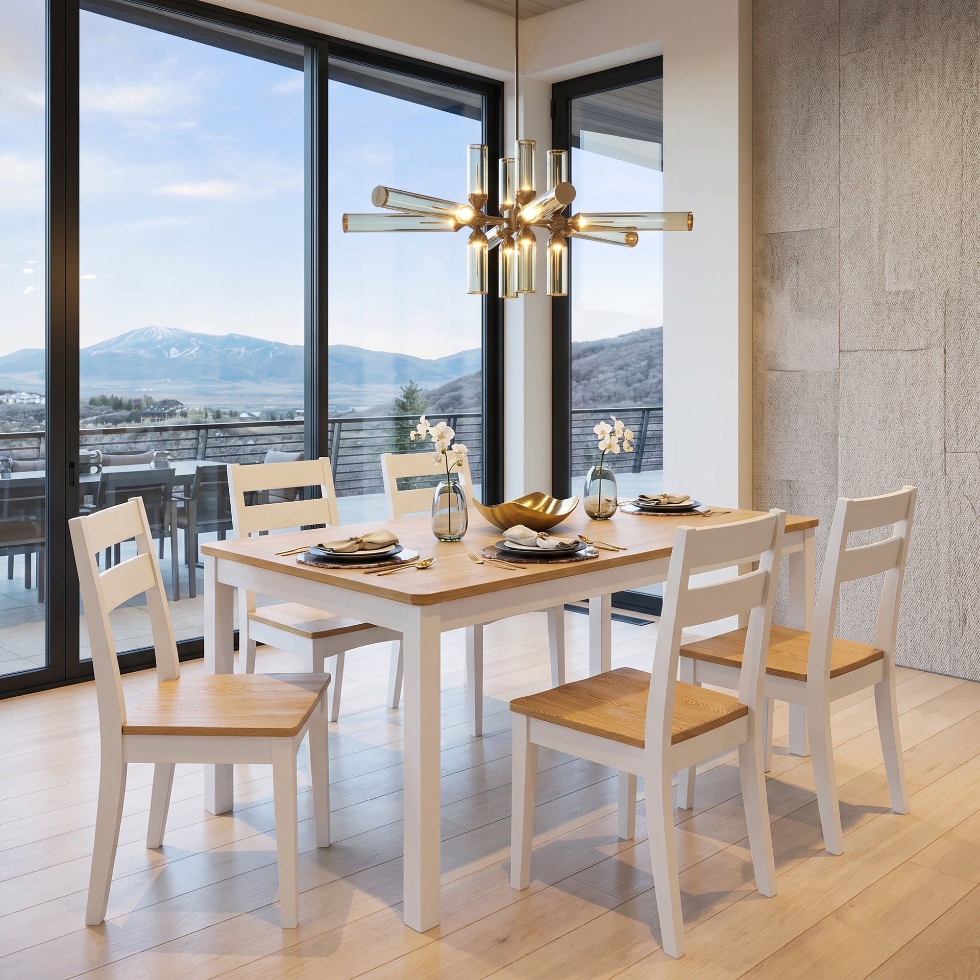 Stoven Dining Table, 2.0M, White & Wood
