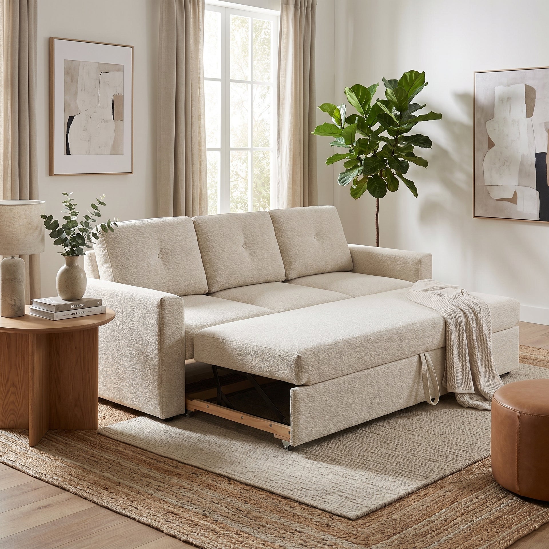 Nola 3-Seater Sofa Bed, Beige