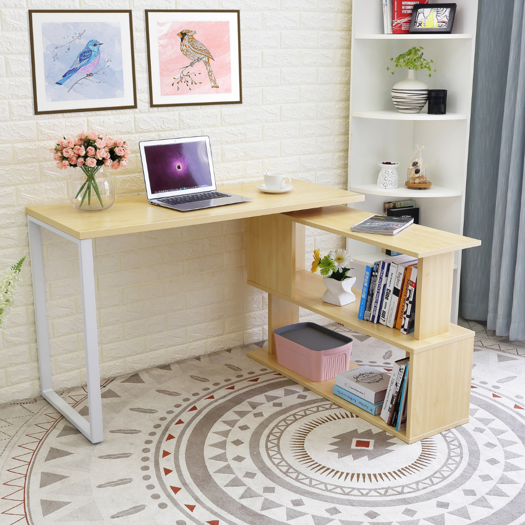 Harvard L Shaped Office Desk with Bookcase - Proferlo Furniture